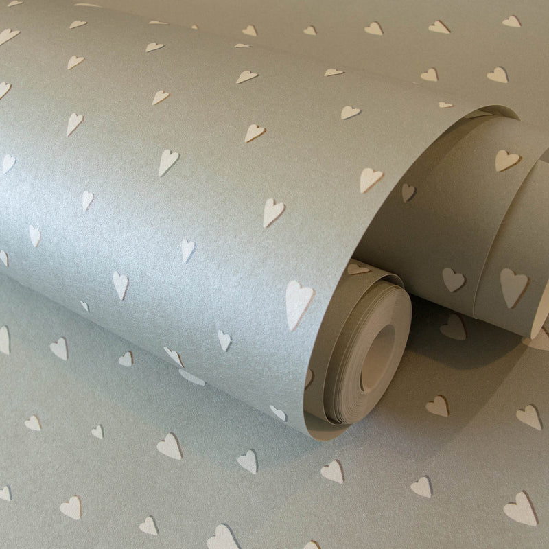 media image for Hearts Sage Wallpaper from the Great Kids Collection by Galerie Wallcoverings 245