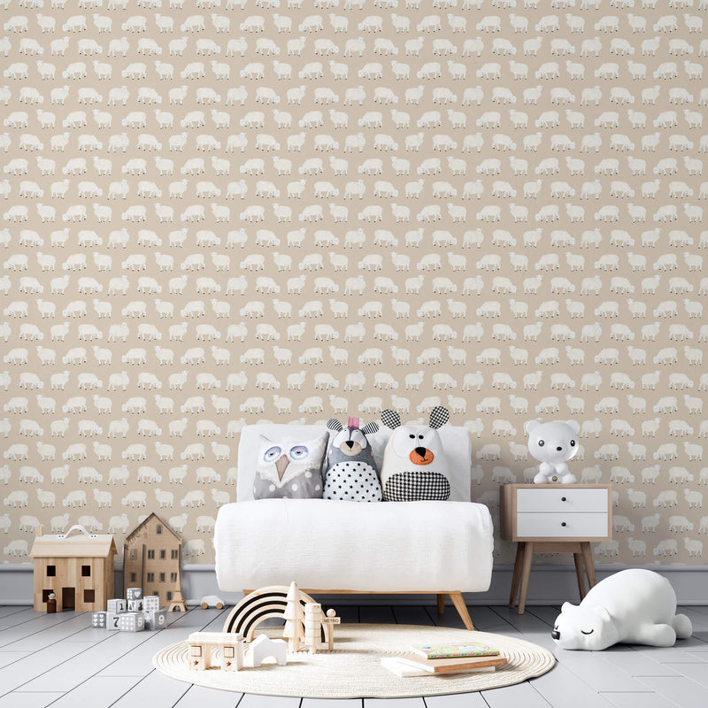 media image for Sweet Sheep Beige Wallpaper from the Great Kids Collection by Galerie Wallcoverings 273