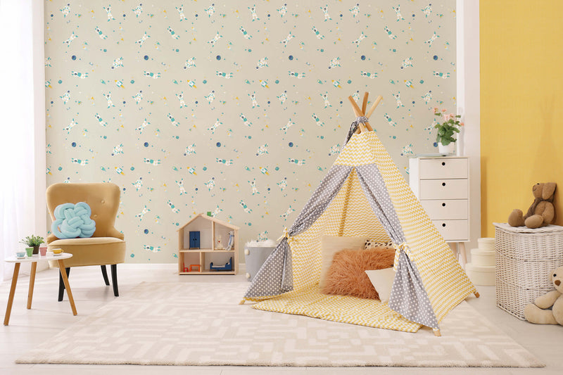 media image for Super Space Dark Beige Wallpaper from the Great Kids Collection by Galerie Wallcoverings 298