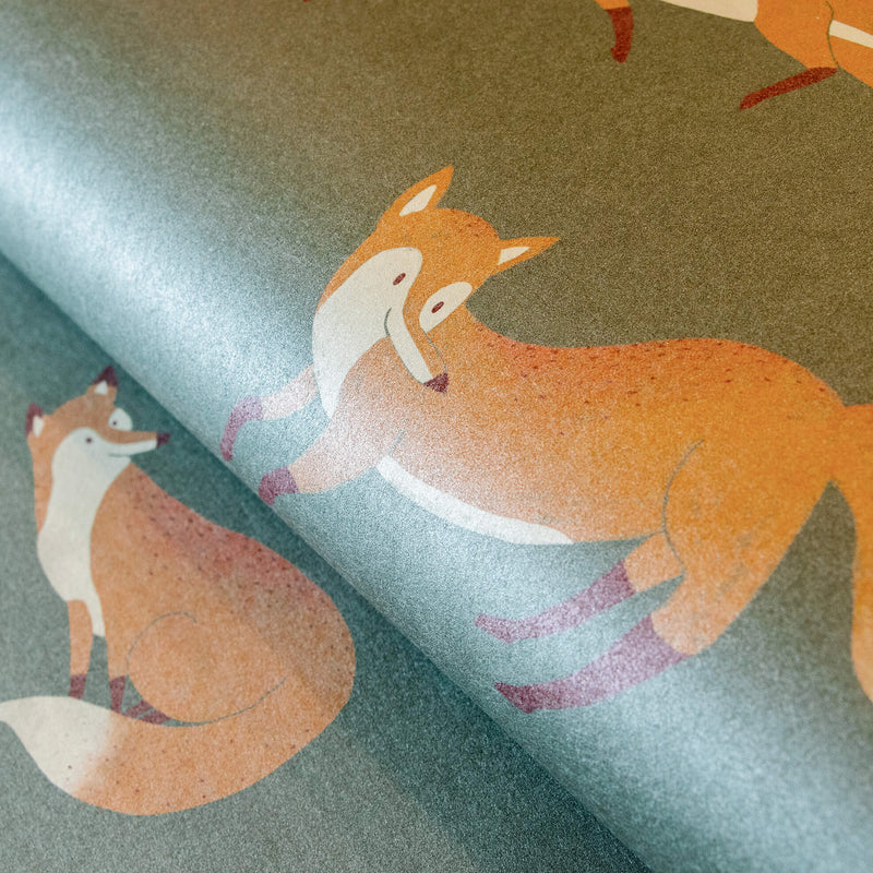 media image for Friendly Foxes Dark Green Wallpaper from the Great Kids Collection by Galerie Wallcoverings 293