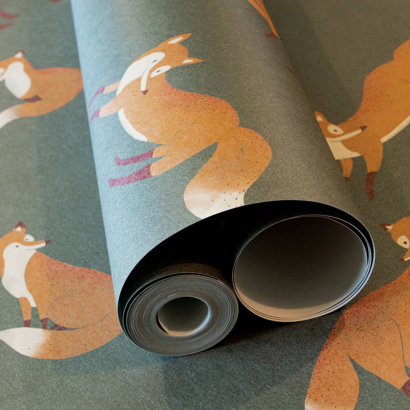 media image for Friendly Foxes Dark Green Wallpaper from the Great Kids Collection by Galerie Wallcoverings 263