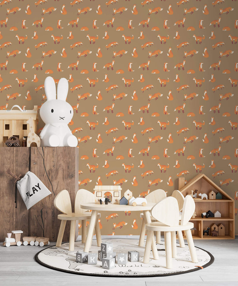 media image for Friendly Foxes Bronze Wallpaper from the Great Kids Collection by Galerie Wallcoverings 262