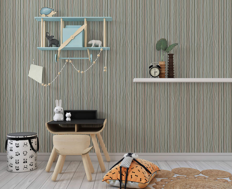 media image for Stripes Dark Green Wallpaper from the Great Kids Collection by Galerie Wallcoverings 22