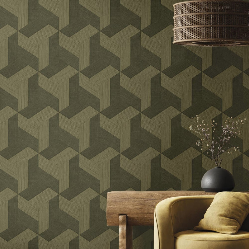 media image for Synergy Geometric Wallpaper in Bronze Brown 245