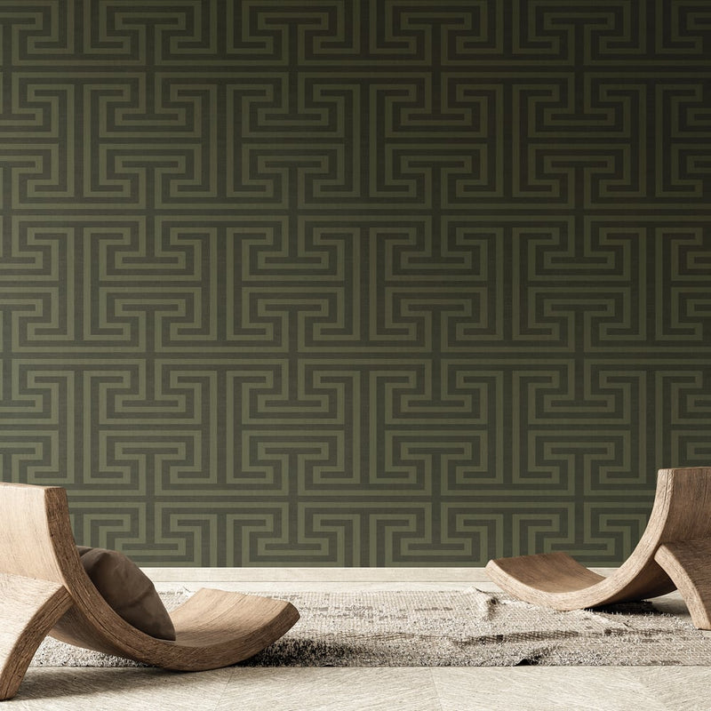media image for Synergy Geometric Maze Wallpaper in Dark Grey 256