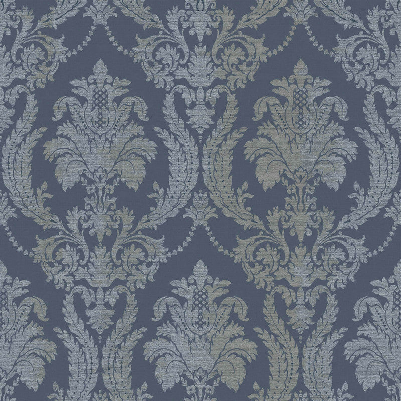 media image for Italian Style Damask Wallpaper in Blue/Blue 26