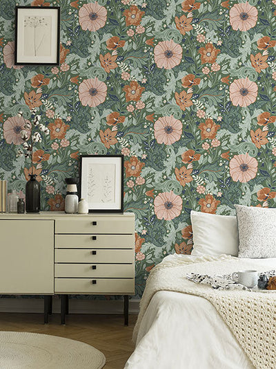 product image for Victoria Green Floral Nouveau Wallpaper 24