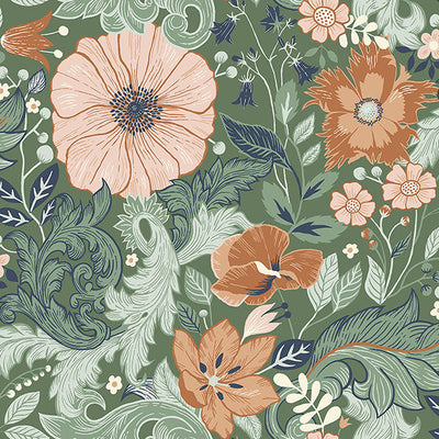 product image of Victoria Green Floral Nouveau Wallpaper 558