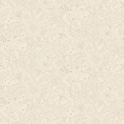 product image of Wilma White Floral Block Print Wallpaper 551