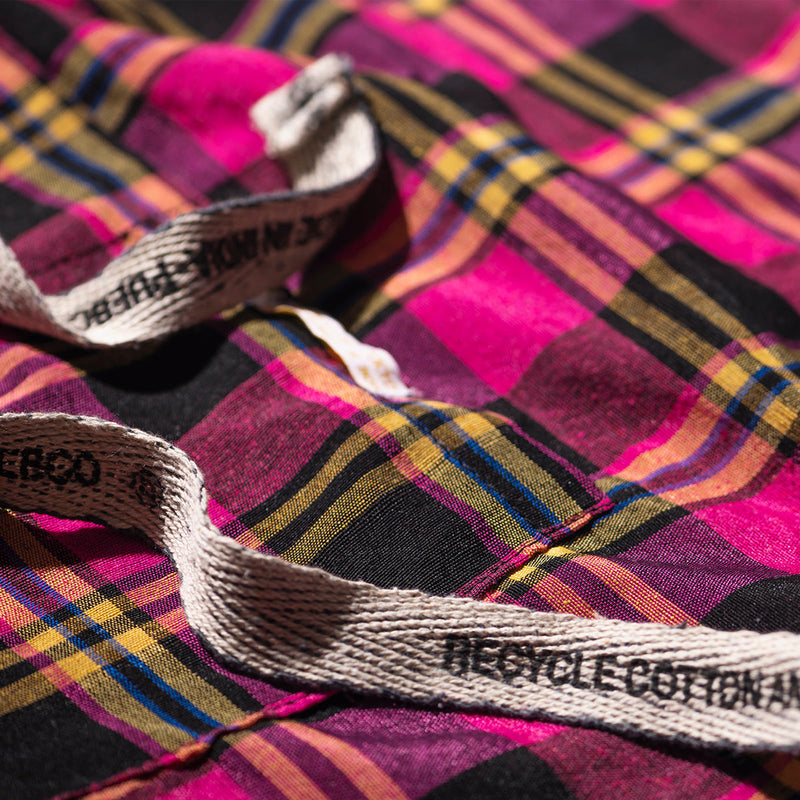 media image for Recycle Cotton Check Apron / Pink By Puebco 303079 2 257