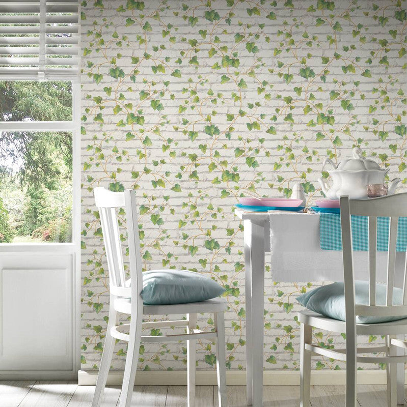 media image for Brick & Vine Wallpaper in Green/White 29