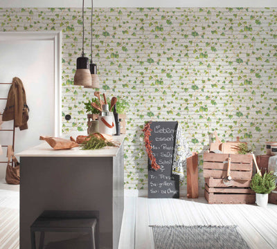 product image for Brick & Vine Wallpaper in Green/White 25