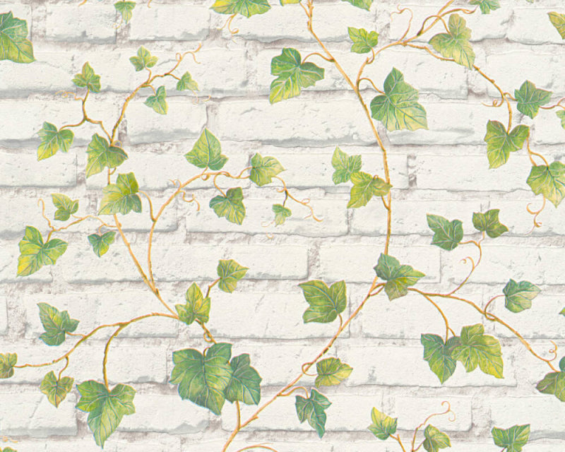 media image for Brick & Vine Wallpaper in Green/White 261