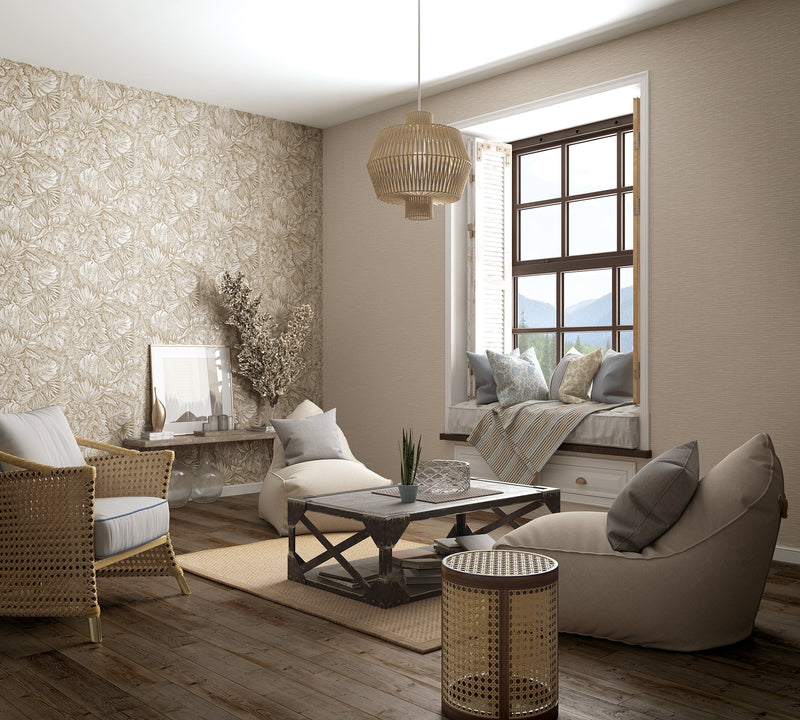 media image for Jungle Leaves Beige Wallpaper from Eden Collection by Galerie Wallcoverings 251