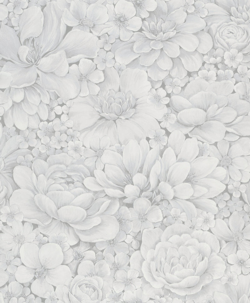 media image for Floral Texture White/Grey Wallpaper from Eden Collection by Galerie Wallcoverings 286