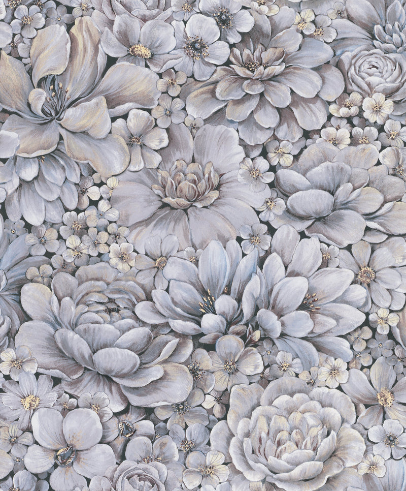 media image for Floral Texture Blue/Grey/White Wallpaper from Eden Collection by Galerie Wallcoverings 20