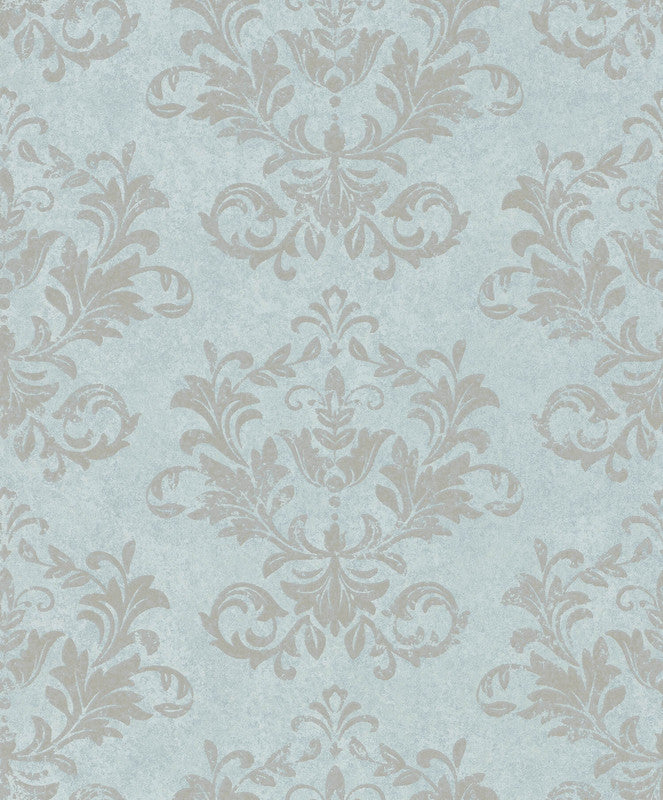 media image for Damask Wallpaper in Green/Grey 253