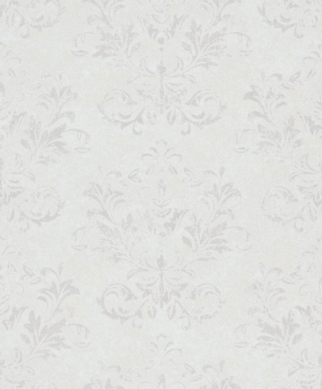 media image for Sample Damask Wallpaper in White/Greige 261