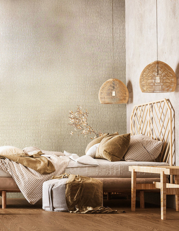 media image for Ruche Silk Wallpaper in Soft Beige 291