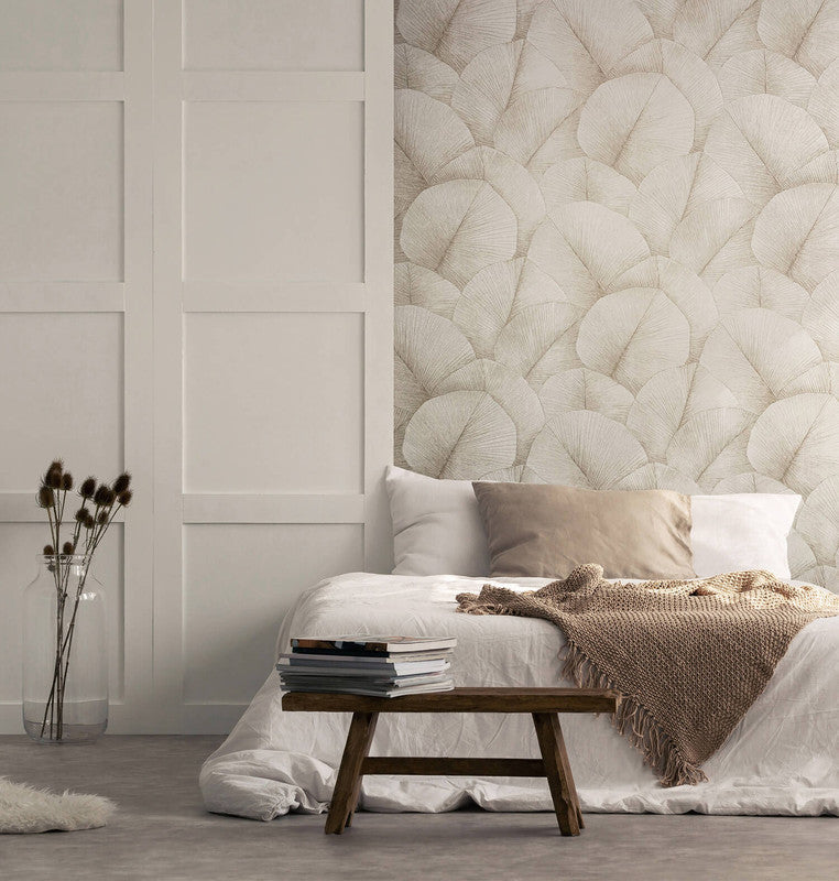 media image for Palm Leaf Wallpaper in Beige 290
