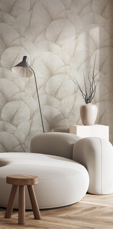 media image for Palm Leaf Wallpaper in Beige 251