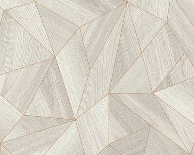 product image of Sample Wood Modern Geo Wallpaper in Grey/Copper 551