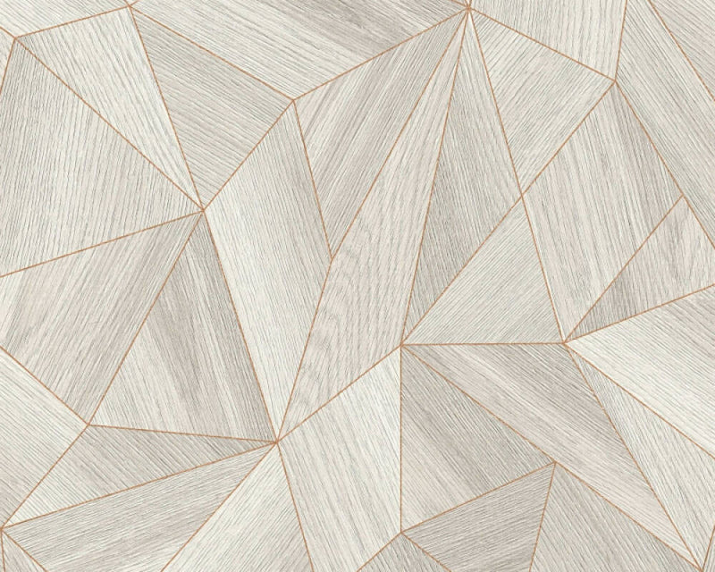 media image for Sample Wood Modern Geo Wallpaper in Grey/Copper 252
