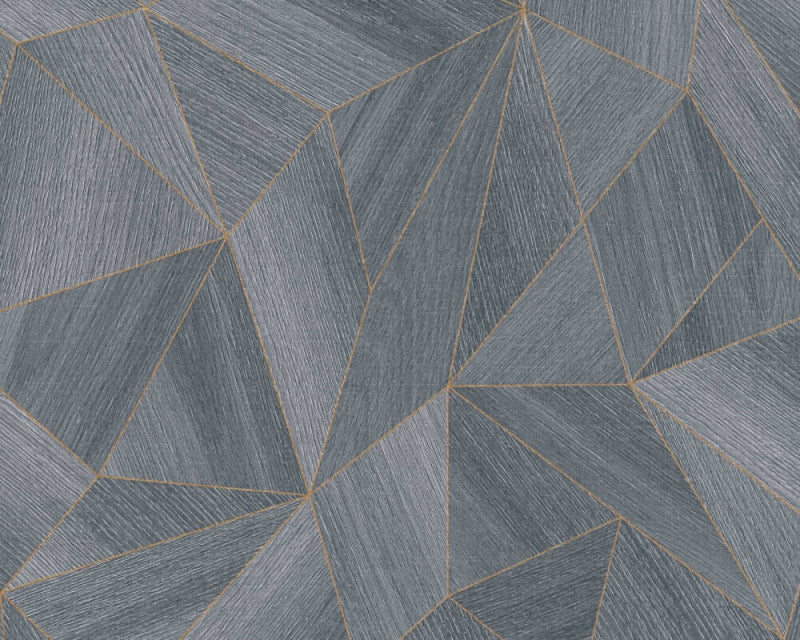 media image for Sample Wood Modern Geo Wallpaper in Dark Grey/Gold 223