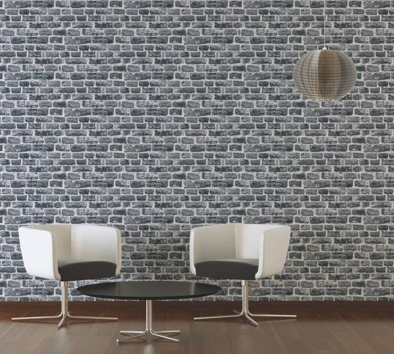 media image for Brick Cottage Deco Wallpaper in Dark Grey 264