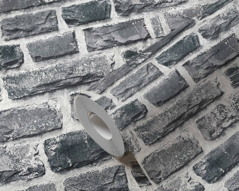 media image for Brick Cottage Deco Wallpaper in Dark Grey 220