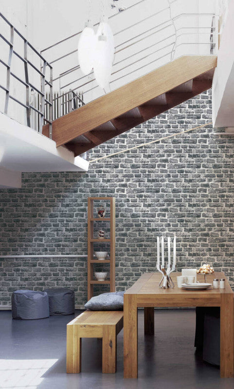 media image for Brick Cottage Deco Wallpaper in Dark Grey 218