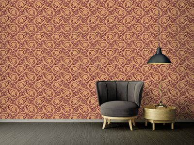 product image for Baroque Textured Damask Wallpaper in Red/Beige from the Versace IV Collection 71