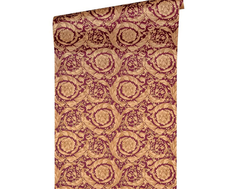 media image for Baroque Textured Damask Wallpaper in Red/Beige from the Versace IV Collection 249