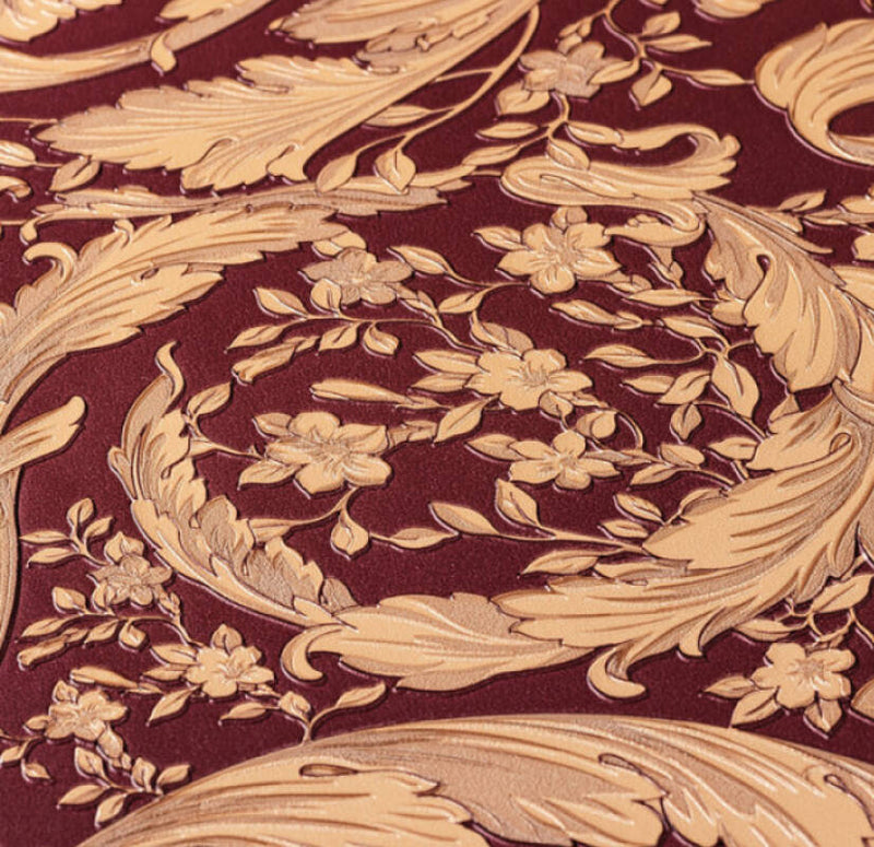 media image for Baroque Textured Damask Wallpaper in Red/Beige from the Versace IV Collection 228