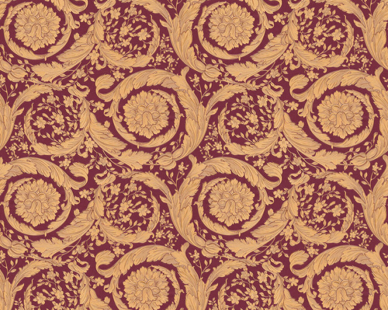 media image for Baroque Textured Damask Wallpaper in Red/Beige from the Versace IV Collection 272