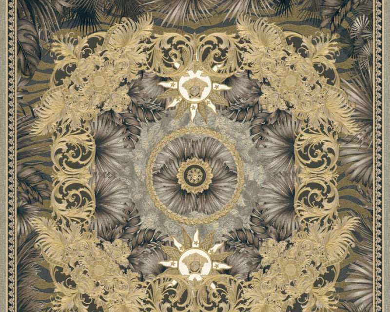 media image for Baroque Ornaments Textured Wallpaper in Black/Gold by Versace Home 254