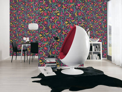 product image for Baroque Damask Textured Wallpaper in Black/Multi from the Versace V Collection 99