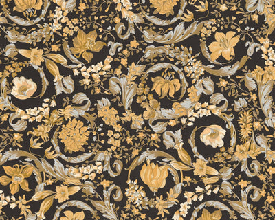 product image of Baroque Damask Textured Wallpaper in Black/Gold by Versace Home 561