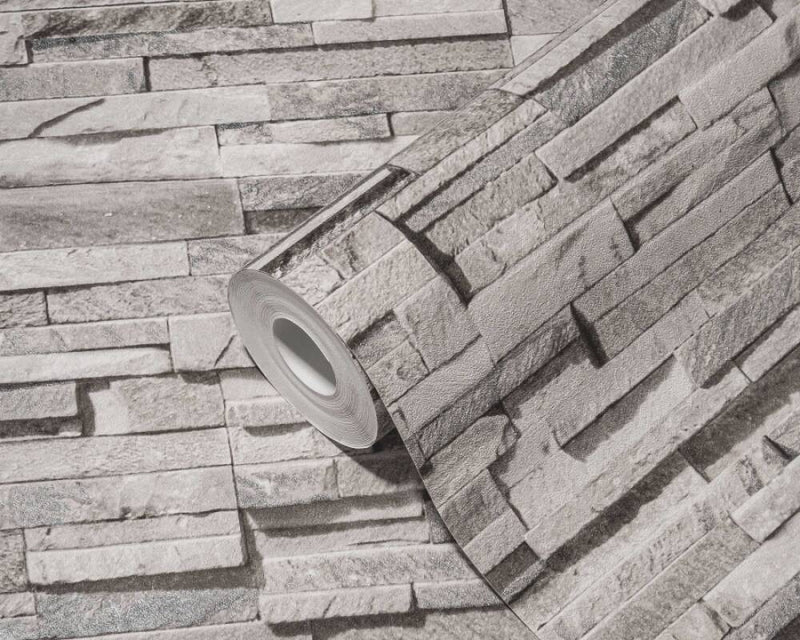 media image for Flat Stone Wallpaper in Grey/Cream 243