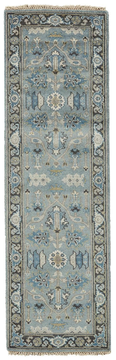 product image for Alden Hand Knotted Blue and Gray Rug by BD Fine Flatshot Image 1 5