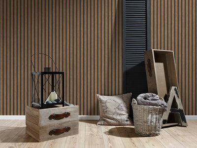 product image for Wood Stripes Wallpaper in Brown/Black 86
