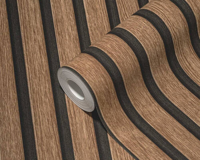 product image for Wood Stripes Wallpaper in Brown/Black 85