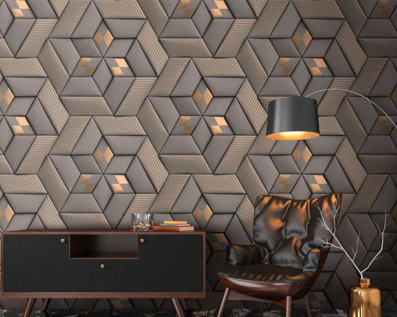 media image for Geo Graphic Wall Mural in Grey 262
