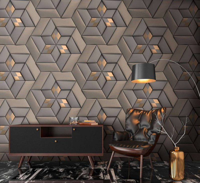 media image for Geo Graphic Wall Mural in Grey 261