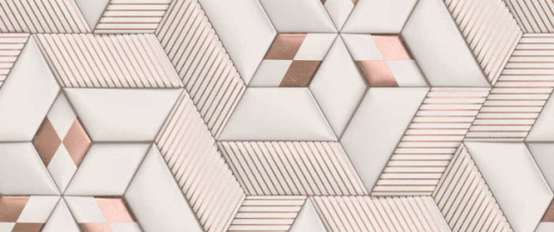 media image for Geo Graphic Wall Mural in Cream//Pink 245