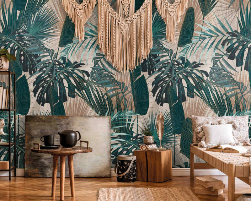 media image for Lea Botanical Wall Mural in Green/Beige/Cream 294