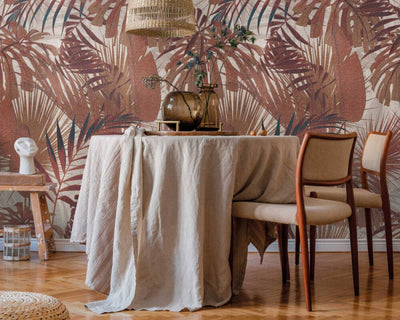 product image for Lea Botanical Wall Mural in Beige/Cream/Red 18