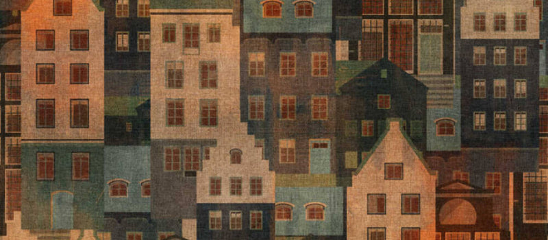 media image for Björn Metropolitan Wall Mural in Brown/Blue/Orange 221