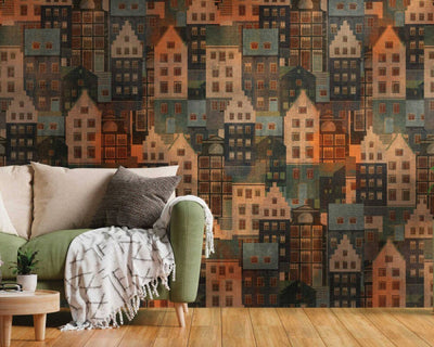 product image for Björn Metropolitan Wall Mural in Brown/Blue/Orange 49