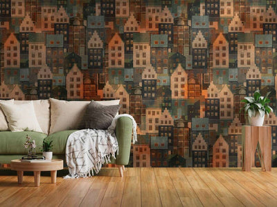 product image for Björn Metropolitan Wall Mural in Brown/Blue/Orange 6
